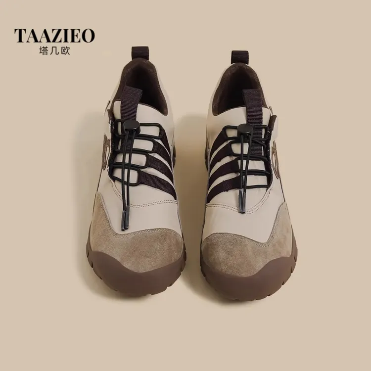 TAAZIEO秋新厚底丑萌抽绳德训鞋女复古运动慢跑鞋网红阿甘老爹鞋