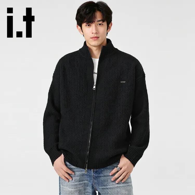 it:CHOCOOLATE立领针织针织开衫毛衣男秋冬新款保暖时尚百搭外套