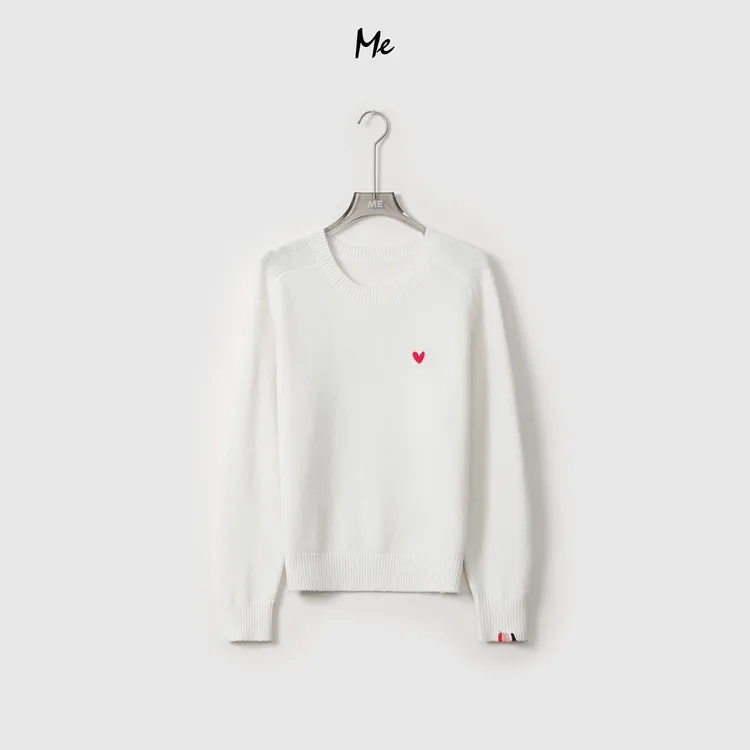 ME【爱心毛衣】山羊绒绵羊毛天丝混纺295G百搭保暖针织毛衣MEQA4089