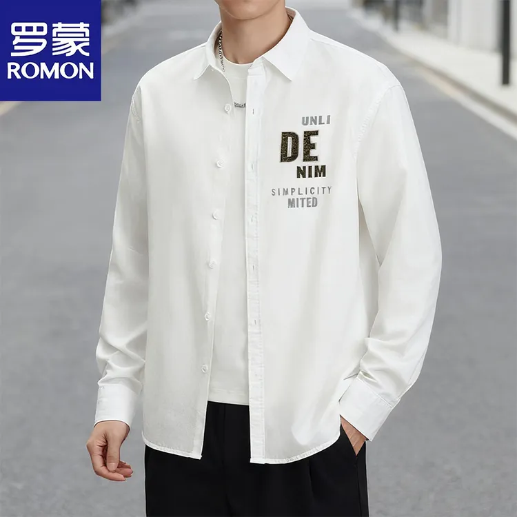 Romon/罗蒙秋季外套男衬衫爆款2025新款男士长袖上衣时尚印花衬衣