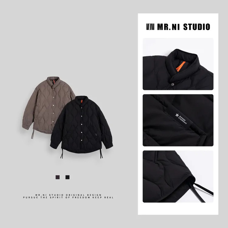 MR.NI/倪先生「松弛暖意」轻量感锁温葫芦压花绗线弧摆飘带羽绒服