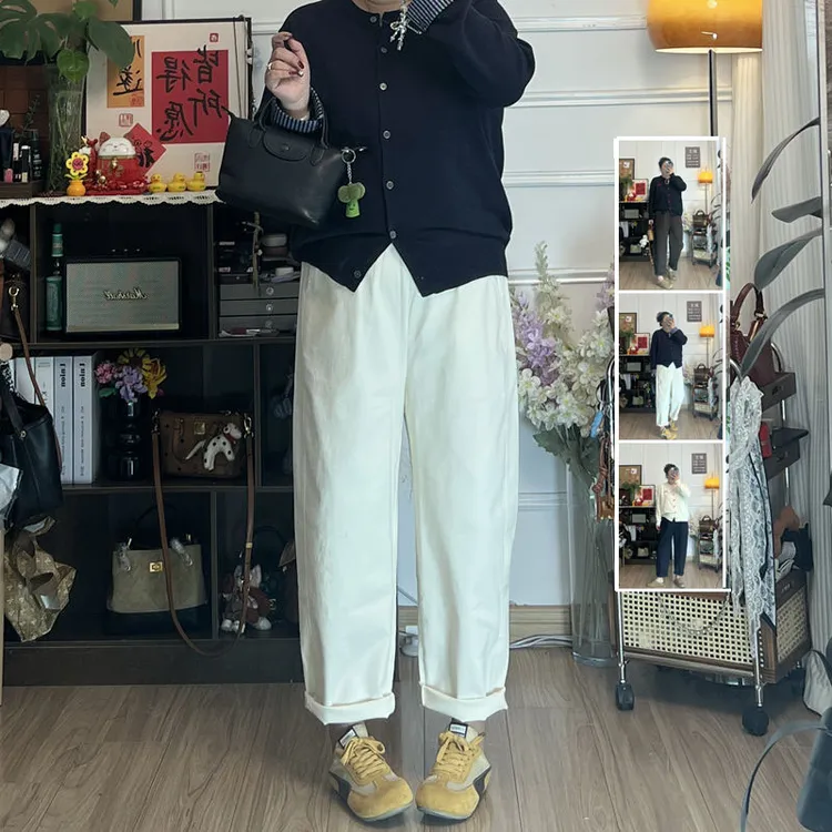 YZJ【加厚梨形报恩裤】97棉~大码松紧腰水洗棉哈伦遮胯显瘦休闲长裤