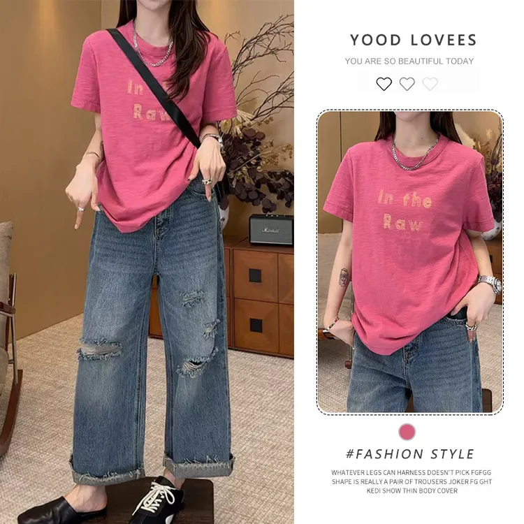 超好看独特漂亮小众不撞款高端欧货洋气多巴胺粉色短袖T恤女夏季