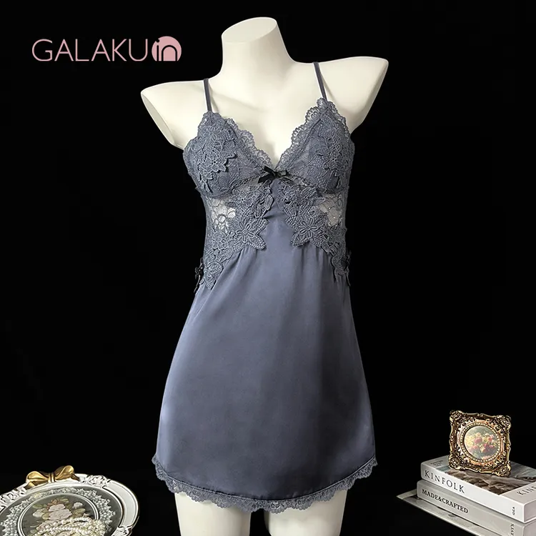 GALAKU睡裙女夏季性感镂空睡衣网红薄款蕾丝露背纯欲显瘦轻奢美背