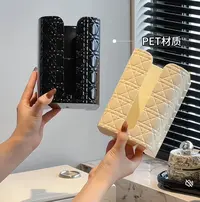 卫生间卡扣吸盘藤格纹纸巾盒