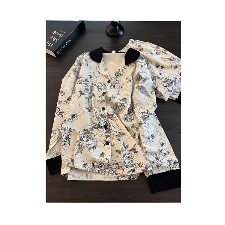 国风高级感水墨印花冰丝睡衣女春秋新款长袖长裤大码居家套装外穿