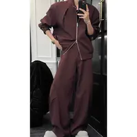 龙叨叨秋季新品复古设计纯色立领夹克套装高级感宽松休闲外套长裤