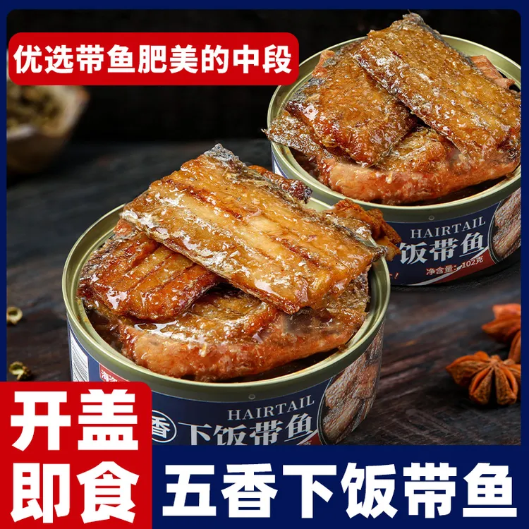 10罐下饭带鱼102克/罐装开盖即食五香香辣味下酒菜熟食水产
