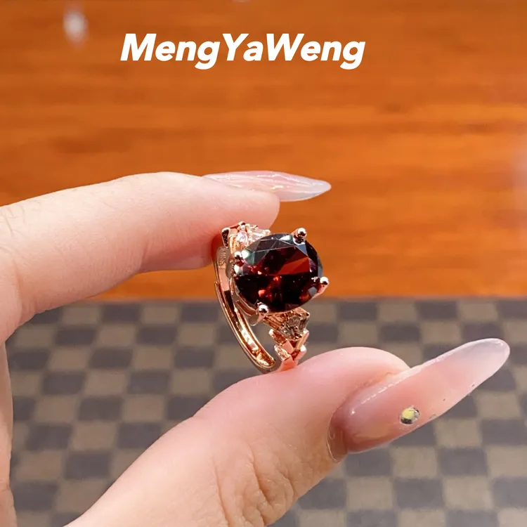 新品戒指【春霞】10x12mm人工宝石榴红色k4353