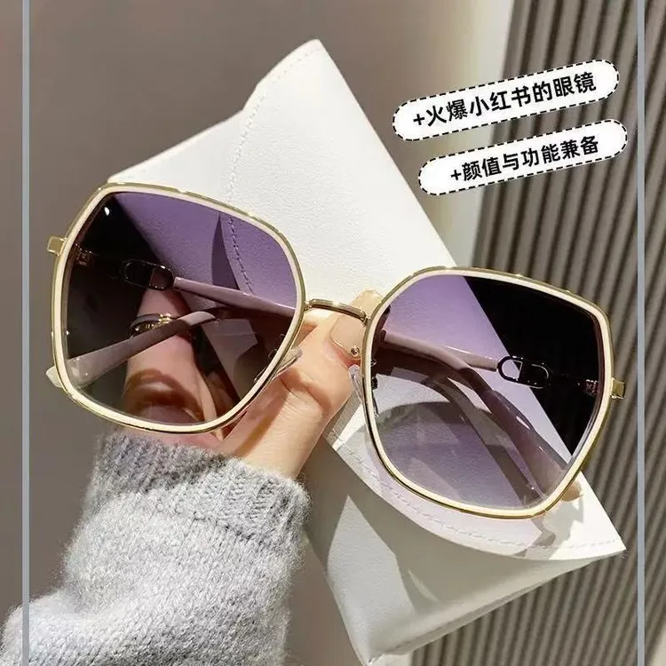 新款防紫外线自带妆容感太阳眼镜女大脸显瘦潮流百搭遮阳墨镜