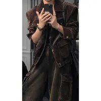 龙叨叨秋季新款原创美式复古设计感夹克套装潮流宽松休闲外套长裤