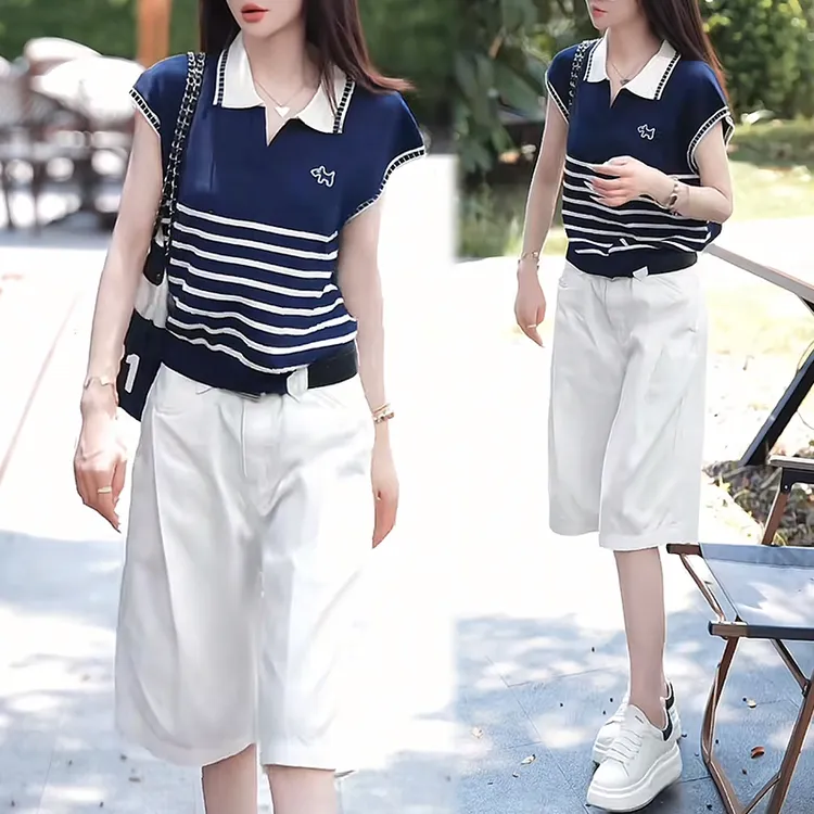 【温柔一瞬】韩系穿搭一整套2025夏新款赴约极简女装上衣中裤两件套