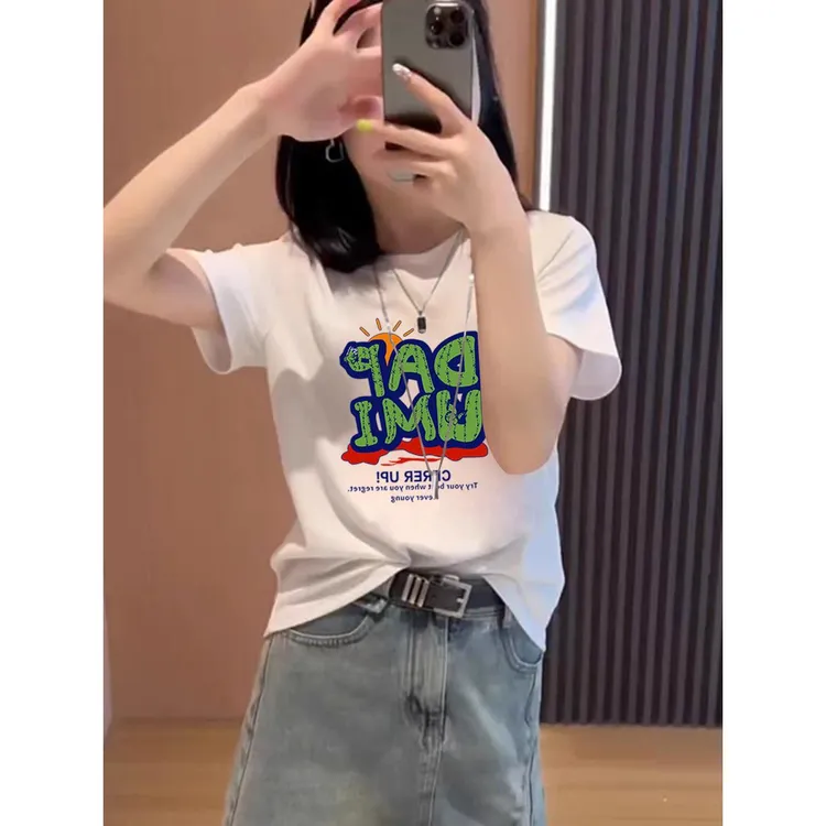 2025新款白色纯棉短袖t恤女士夏季女装夏装修身半袖体恤夏款上衣