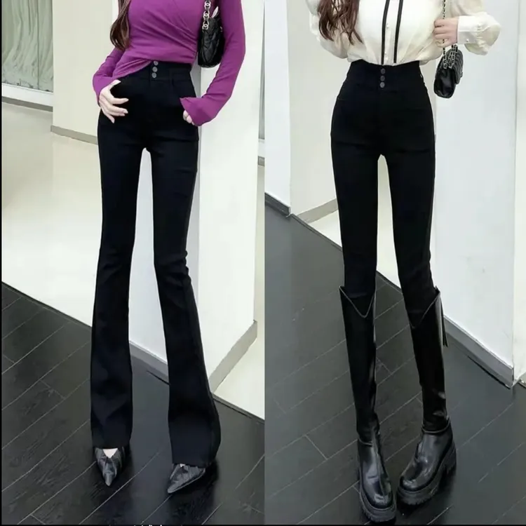 卡卡同款【秋冬】《万能百搭》收腰腿精小黑裤（小脚裤长92，微喇104）