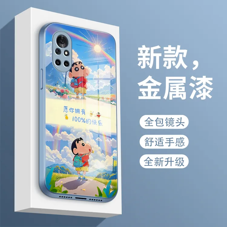 小新语录适用华为荣耀V40手机壳v30网红V40轻奢版挂绳网红玻璃壳
