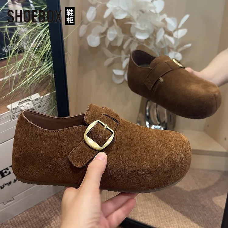 SHOEBOX鞋柜厚底内增高勃肯鞋女2025新款秋冬一脚蹬单鞋博肯鞋