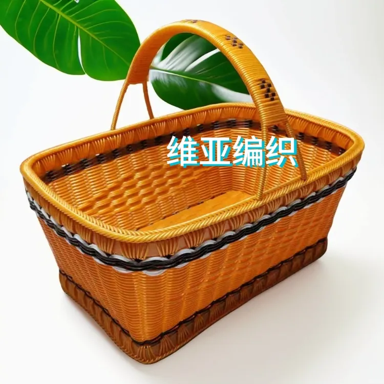 纯手工编织长方形篮子藤条编织家用收纳买菜方便实用拜拜都可以