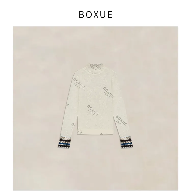 BOXUE“玉兰”2025秋冬高级感绣花拼接轻奢 毛衣 #251001MY5421
