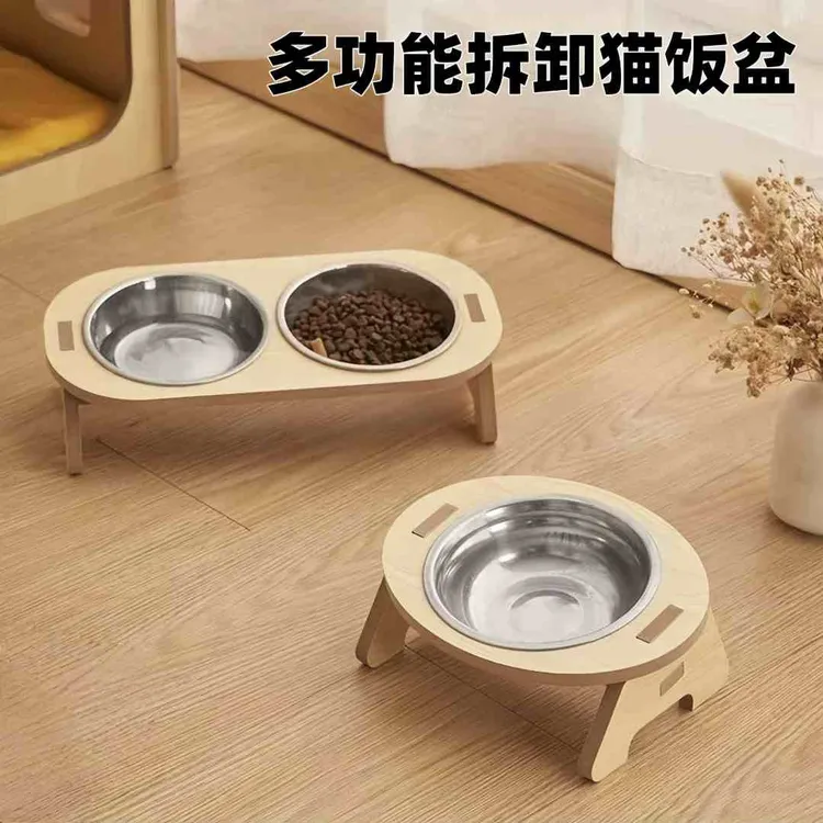 宠物食盆斜口设计保护颈椎不锈钢材质