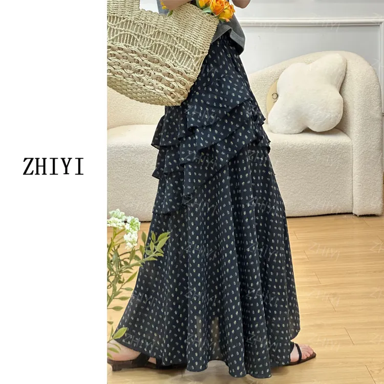 法式高级木耳边设计裙秋季新款2025超火半身裙慵懒风独特漂亮裙子