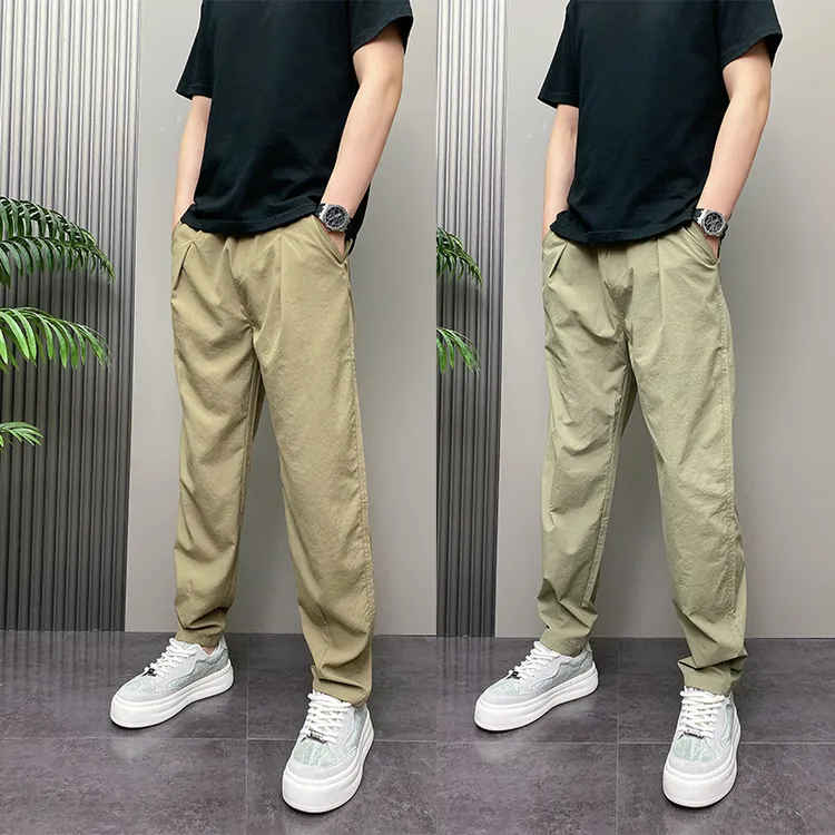 高端纯色直筒休闲裤男士2025年新款夏季薄款男裤修身百搭裤子男款