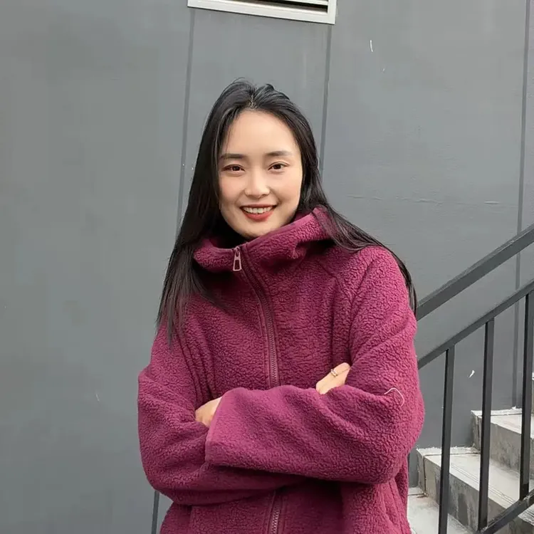 30730-保暖连帽长袖女拉链短外套加绒外套加厚