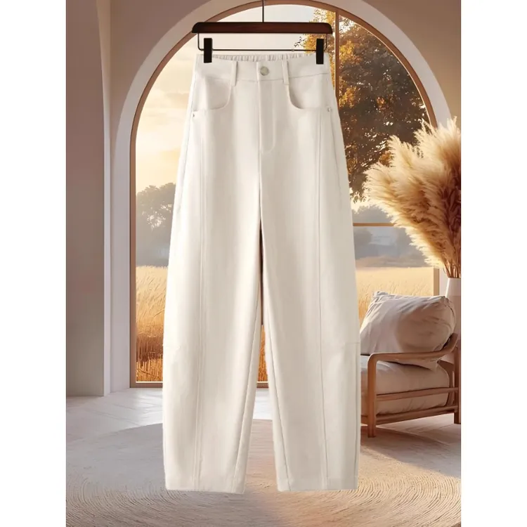 高腰半松紧九分哈伦裤女2025春秋新款显瘦小个子弯刀裤时尚休闲裤