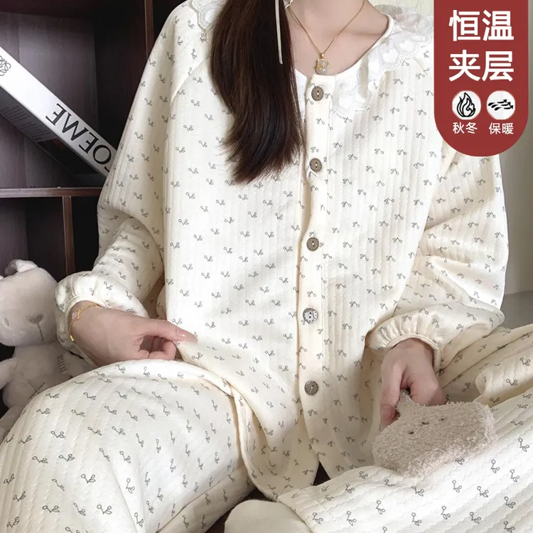 【厚款秋冬空气层合集】女士睡衣长袖套装可外穿家居服147