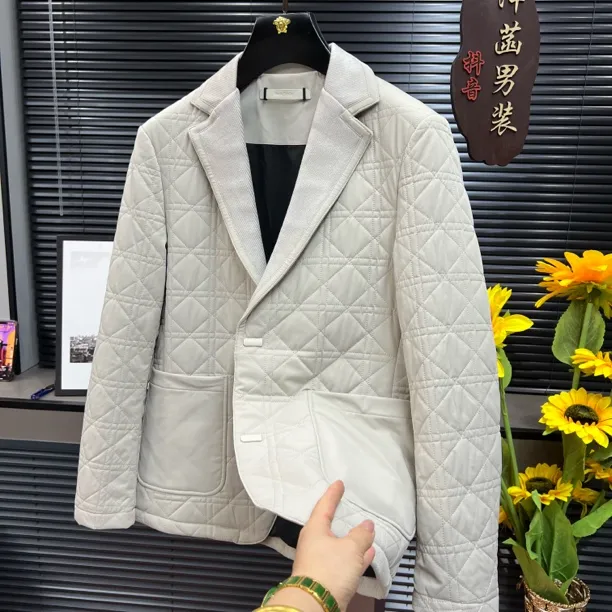 高级感轻奢男士时尚明线杂格精致设计修身西服外套 28188