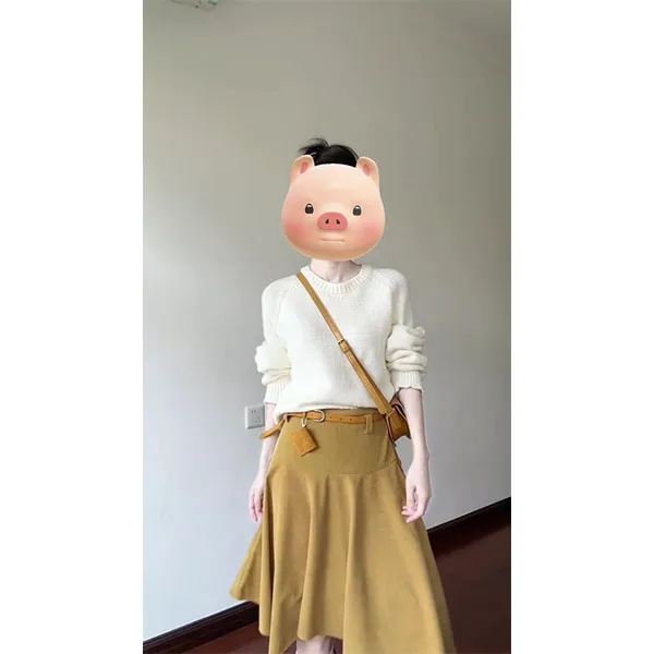 韩版时尚圆领长袖针织衫女装秋季新款百搭毛衣裙子时尚气质套装女