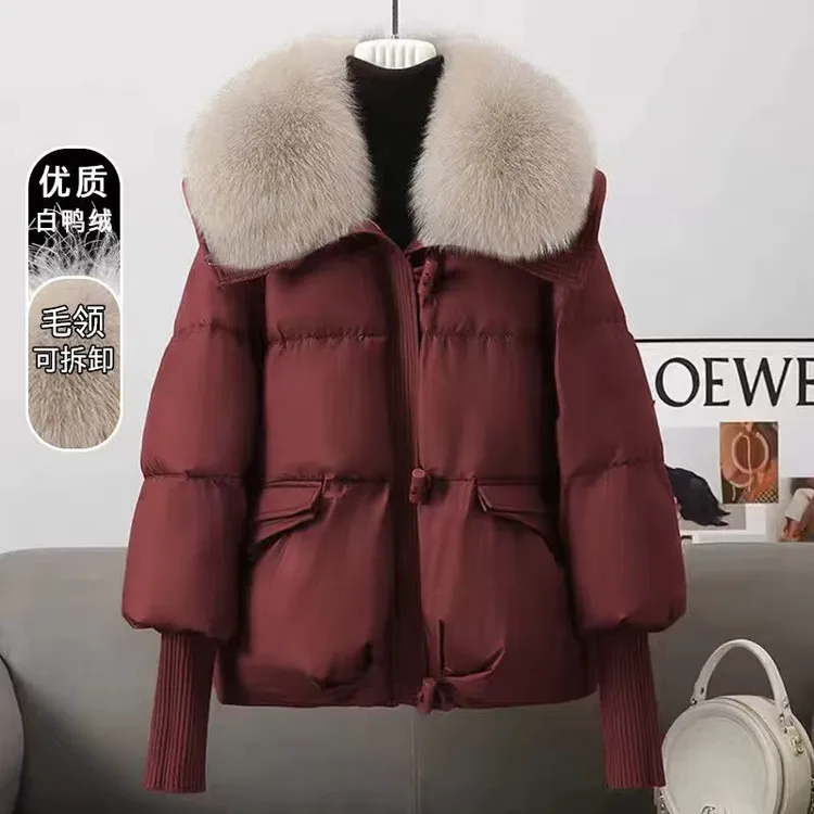 品牌可拆卸超大毛领冬季羽绒服女装2025新款时尚洋气高端棉袄外套