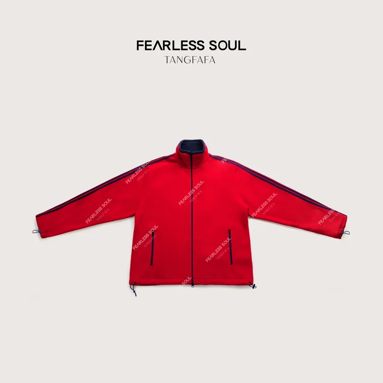 唐发发TFF撞色条纹高领抽绳拉链开衫摇粒绒汉服卫衣女 825FH750 *