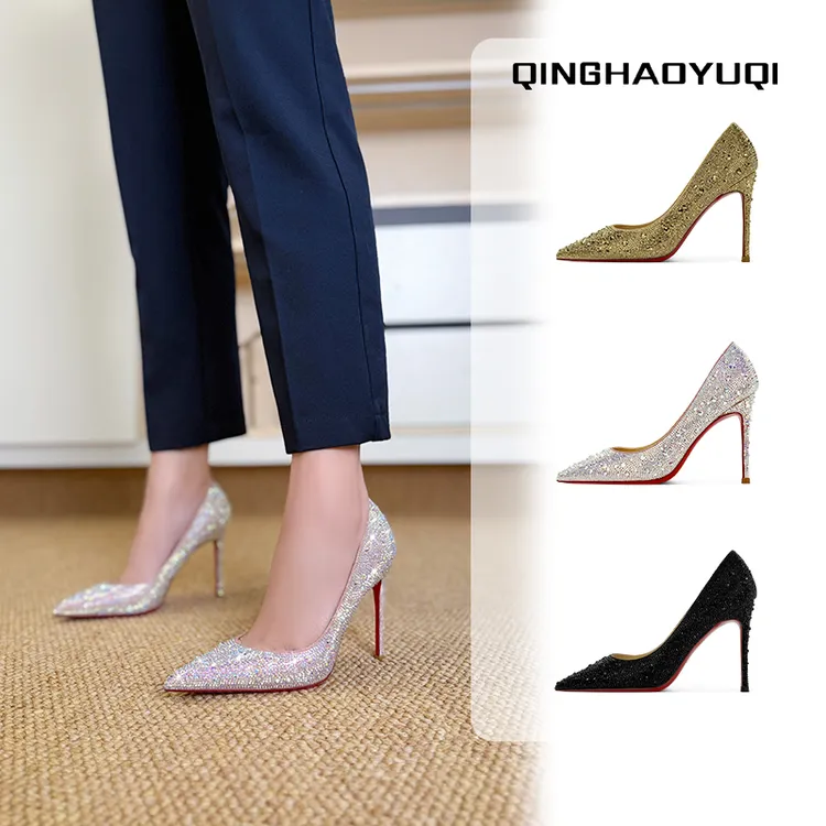 2025春新款气质名媛高跟鞋女满天星尖头水钻单鞋高级感晚宴不累9