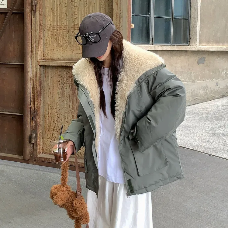 NASAOVER赵露思同款棉衣保暖派克服冬季2025新款工装棉服加厚外套