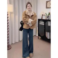 2025冬季新款小个子高级感羊羔毛外套女时尚加绒加厚机车服上衣女