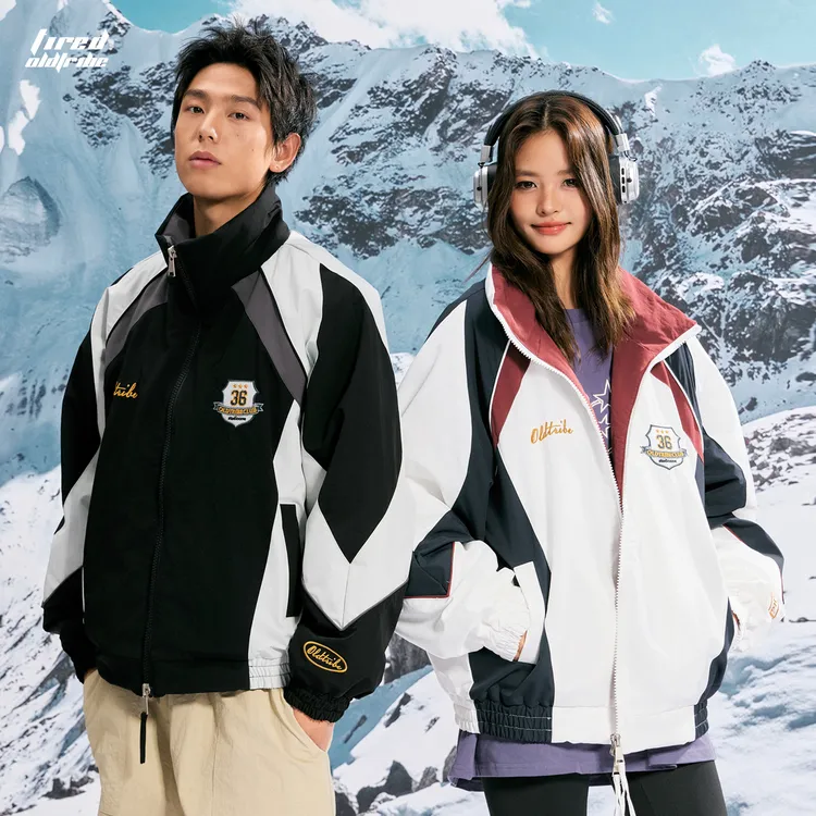 TIRED美式复古撞色运动风棉衣冬季情侣加厚外套国潮保暖休闲棉服