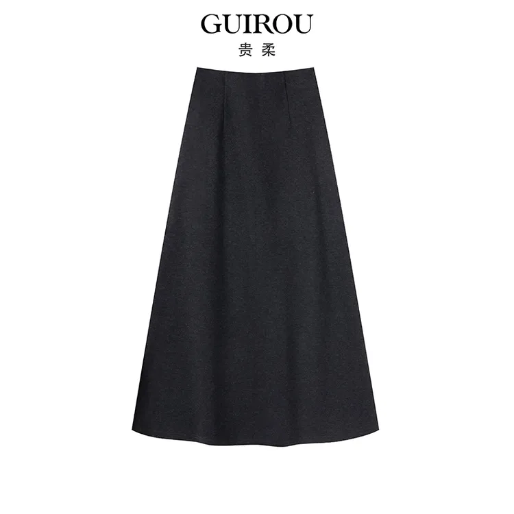 绵羊毛混纺通勤百搭毛呢半身裙女2025秋冬气质显瘦直筒裙55257333