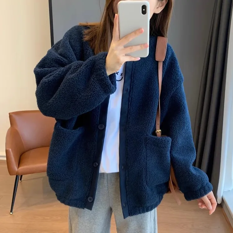 年底清仓仿羊羔绒棒球衫摇粒绒复合防风显瘦百搭外套冬新款高品质