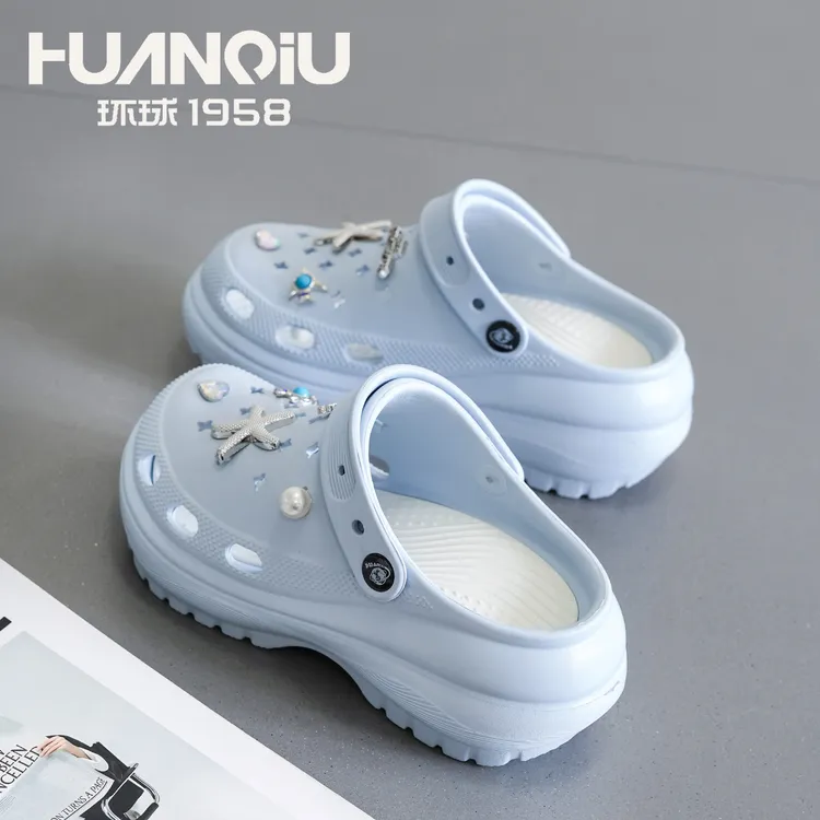 HUANQIU/环球厚底洞洞鞋2025新款夏季外穿百搭包头网红ins女凉鞋