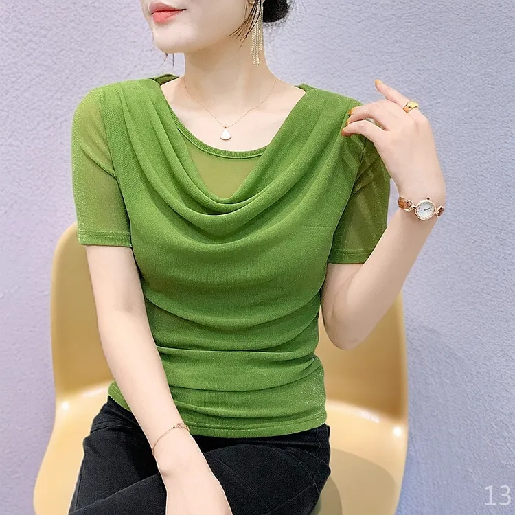 纱衣潮牌时尚高端气质网纱短袖女款爆款2025新款洋气衣服服装休闲