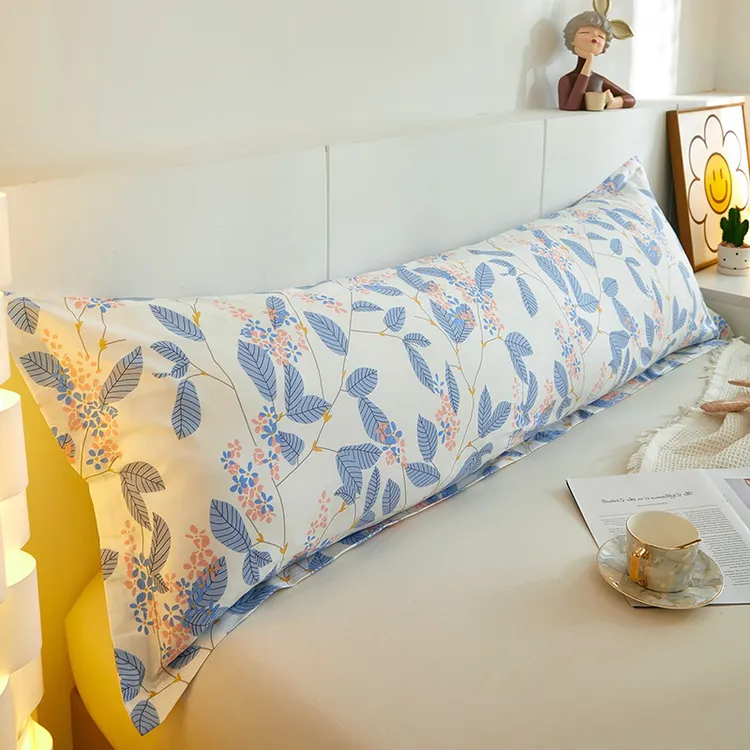 全棉枕套双人长枕套情侣家用纯棉靠背套长条双人枕1.2米1.5米1.8