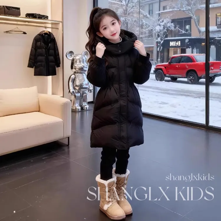 女童加厚羽绒服2025新款中长款保暖白鸭绒外套儿童女大童洋气冬装