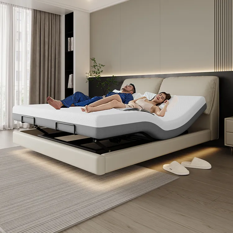 【齐边悬浮】大象耳朵电动智能床可升降带按摩多功能床真皮双人大床