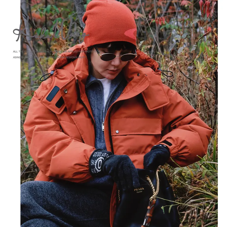 KOKO WANG【柿柿如意】户外保暖工装风连帽90鹅绒外套N1795I29W41