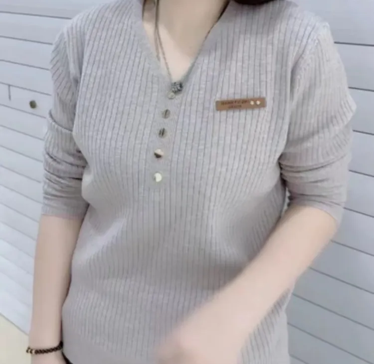 【春秋款】小香风针织衫加肥大码胖mm微胖长袖v领内搭打底衫毛衣