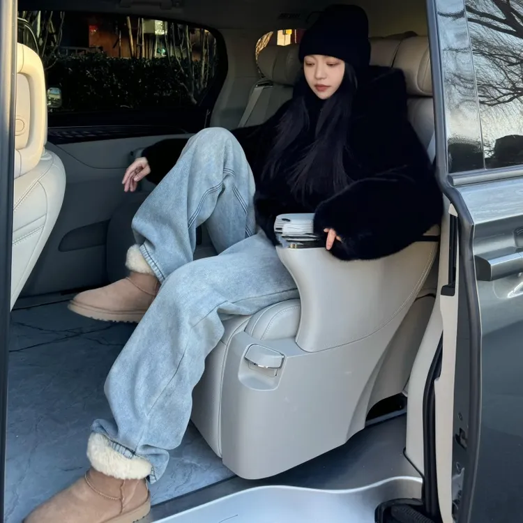 175高个子加长版170冬季加绒加厚牛仔裤女高腰显瘦直筒堆堆拖地裤