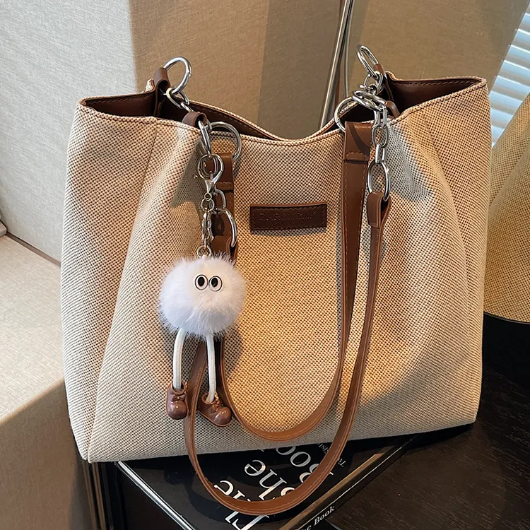 大容量包包女包2025新款秋冬百搭帆布包通勤上课单肩包休闲托特包