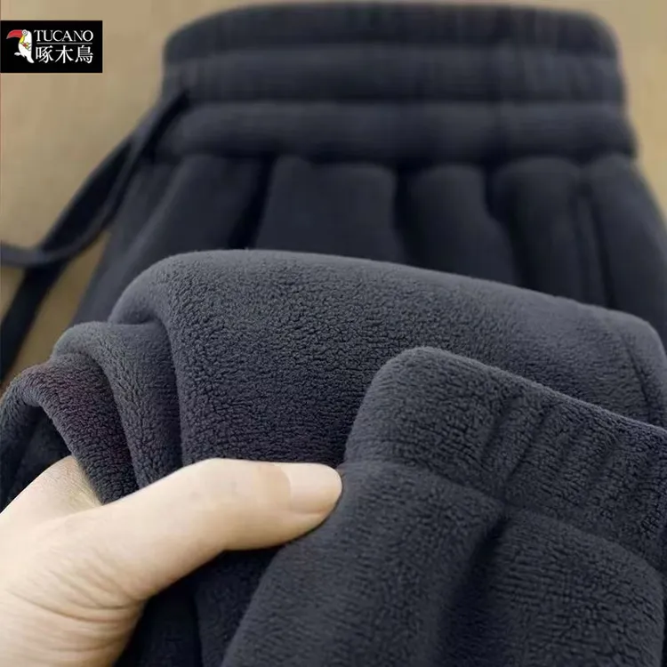 啄木鸟双面摇粒绒保暖休闲裤女秋冬新款大码束脚卫裤外穿裤子时尚