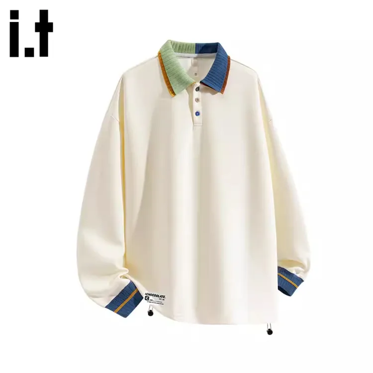i.t:CHOCOOLATE美式长袖Polo领卫衣男士2025秋冬新款舒适百搭上衣