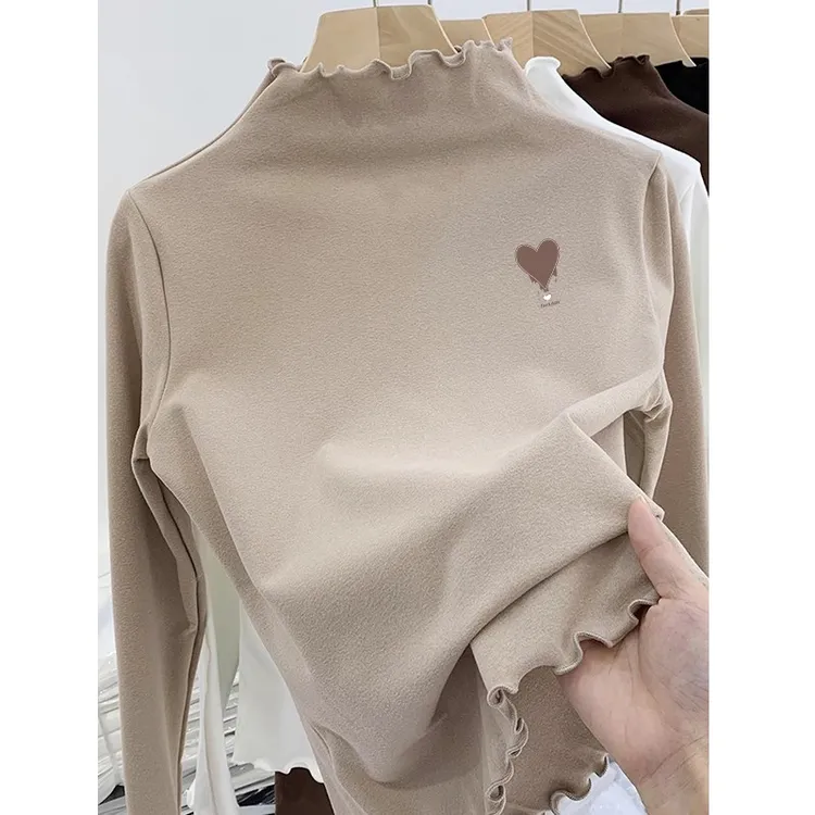 女童绒半高领打底衫秋冬装大儿童衣服加厚保女童半高领打底T恤